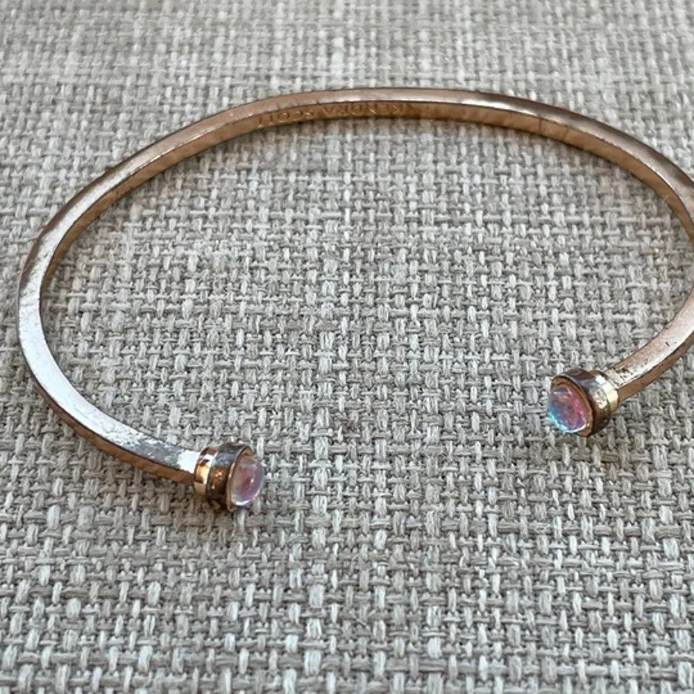 Kendra Scott Bracelet Antique Thin Cuff Wrist Band Bangle Gold Tone Jewelry - Picture 7 of 10